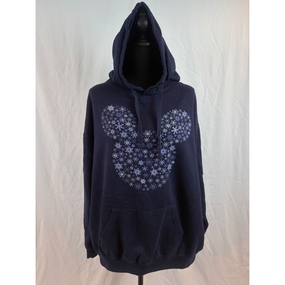 Disney Mickey Mouse Snowflake Navy Blue‎ Hoodie Sweatshirt Adult XL